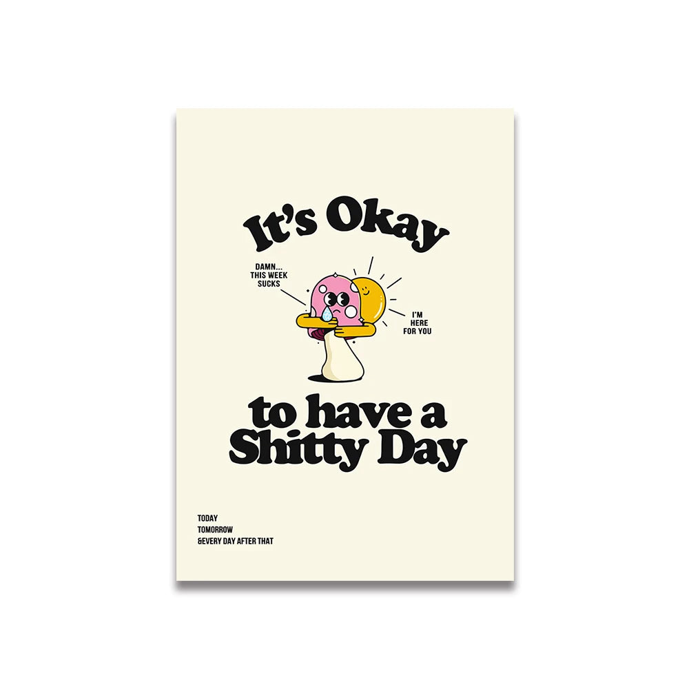 Simplicity Vintage Pink Canvas Wall Art - Cartoon Print Posters for Home Decor, Living Room & Bedroom