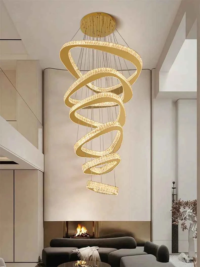 Modern Home Decoration Chandelier Villa Living Room Pendant Light Luxury Dining Room Stair Chandeliers Lustre Ceiling Chandelier