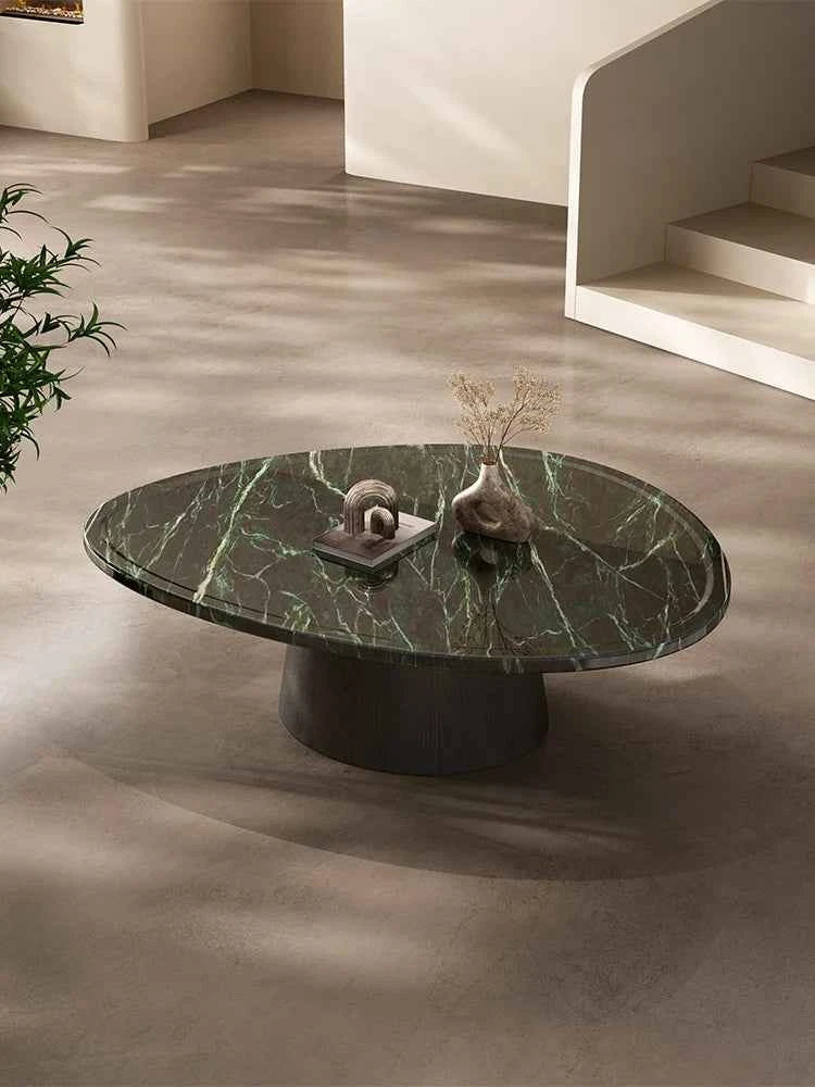Luxury Marble Coffee Table - Italian Designer Natural Stone Tea Table in Artistic Freeform Shape for Modern Living Room