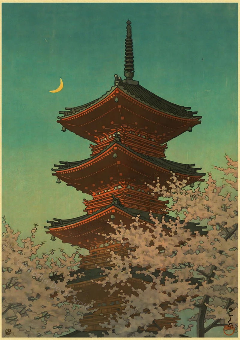 Japanese Vintage Landscapes Posters Traditional Scenery Retro Prints Art Wall Paintings Room Home Bar Restaurant Decor Picture