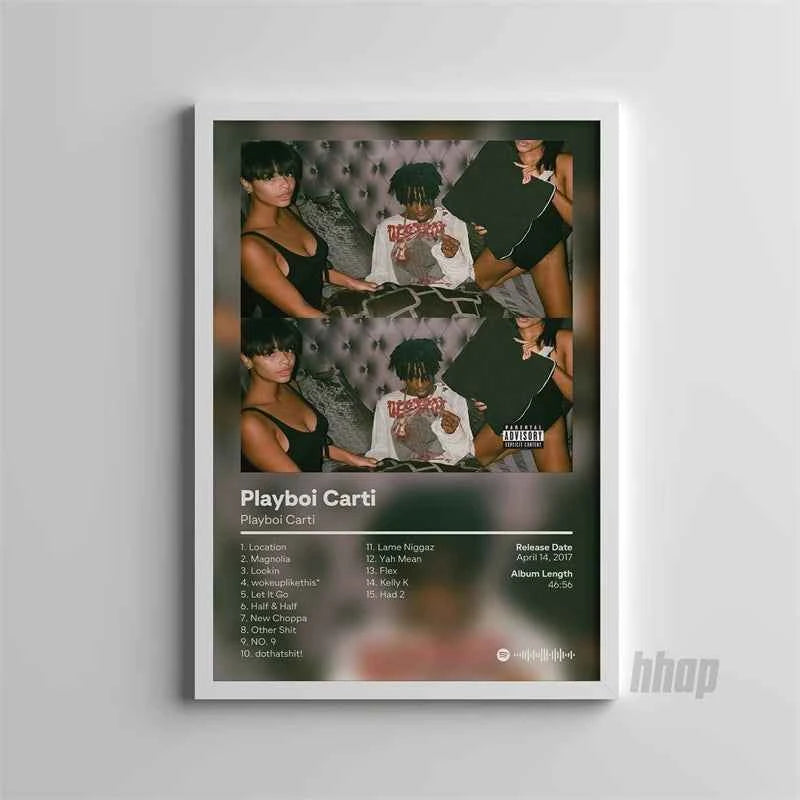Pop Rap Music Album Cover Artist Playboi Carti Poster Aesthetic Rapper Hip Hop Rock Playboi Carti Canvas Wall Art Room Decor