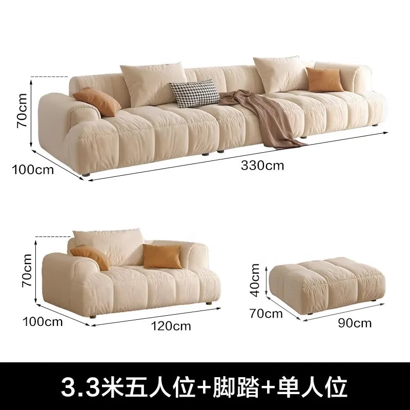 Nordic Minimalist Sofa 2 Seater Pillows Family Apartment Romantic Foot Stool Canape Living Room Furniture