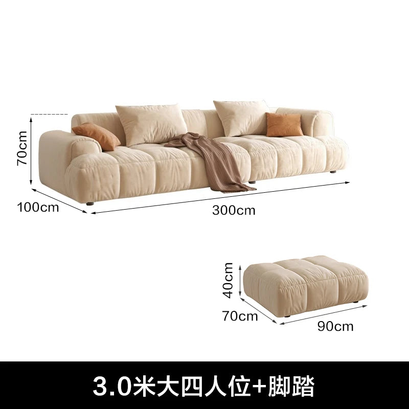 Nordic Minimalist Sofa 2 Seater Pillows Family Apartment Romantic Foot Stool Canape Living Room Furniture