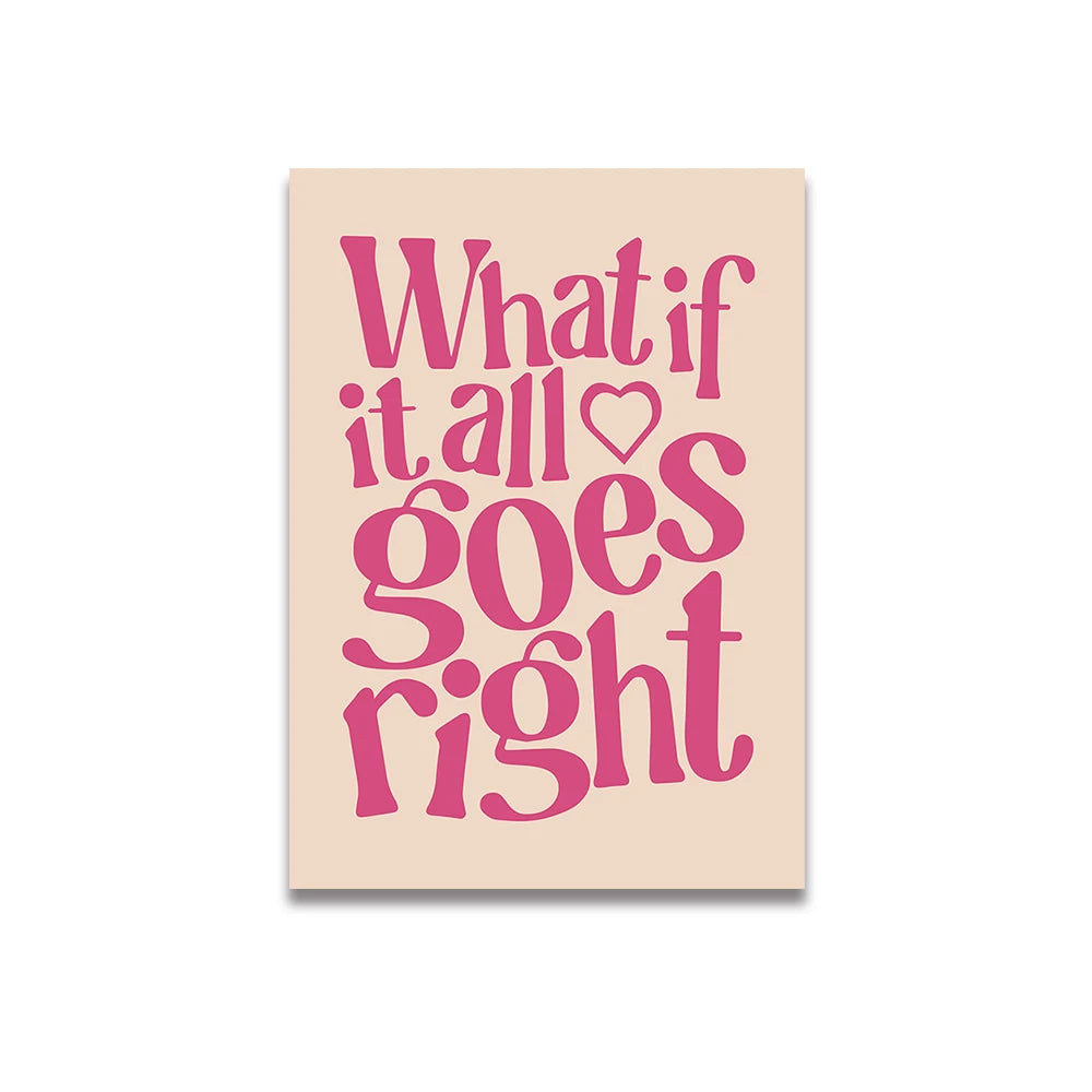 Simplicity Vintage Pink Canvas Wall Art - Cartoon Print Posters for Home Decor, Living Room & Bedroom