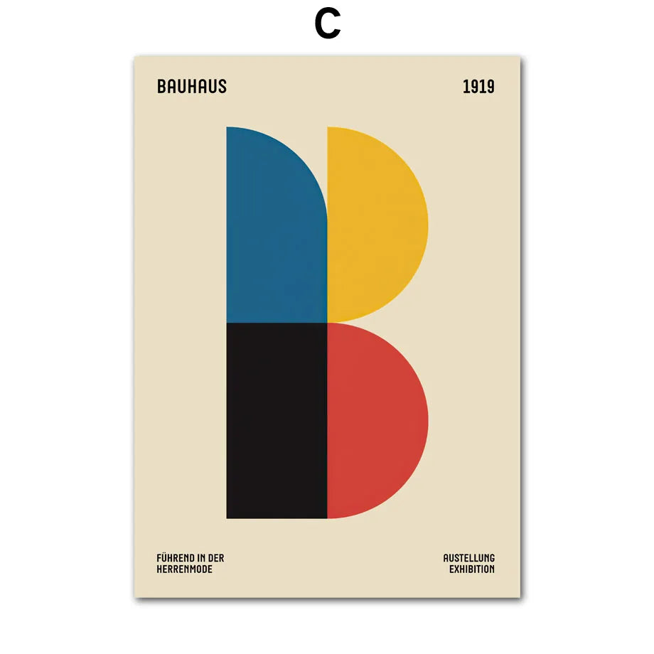 Bauhaus Geometry Canvas Art - Mondrian Gallery Wall Pop Art Poster for Living Room Decor