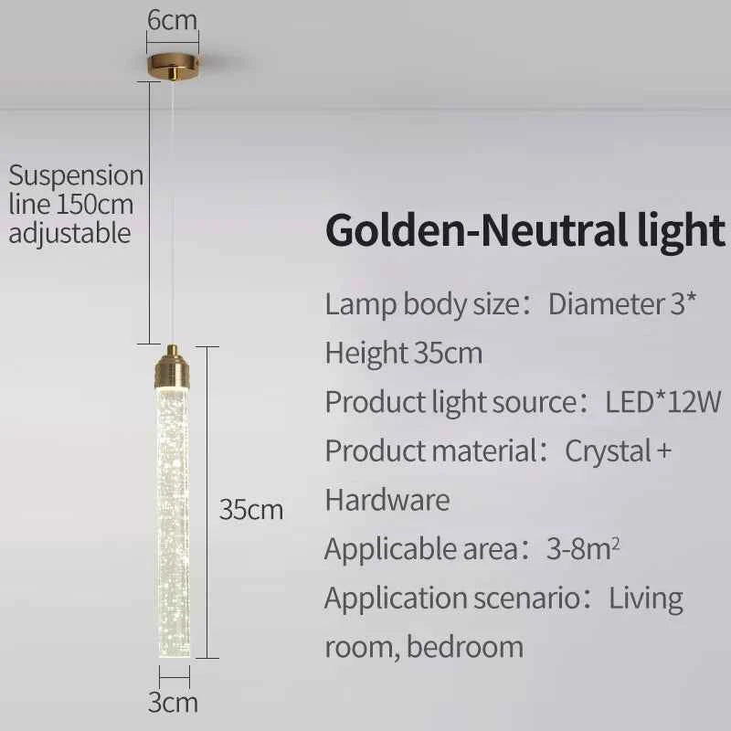 Luxury Crystal Pendant Light with Gold Fixtures Crystal Hanging Lamp  for Living Room Bedroom Dining Room Modern Home Decor