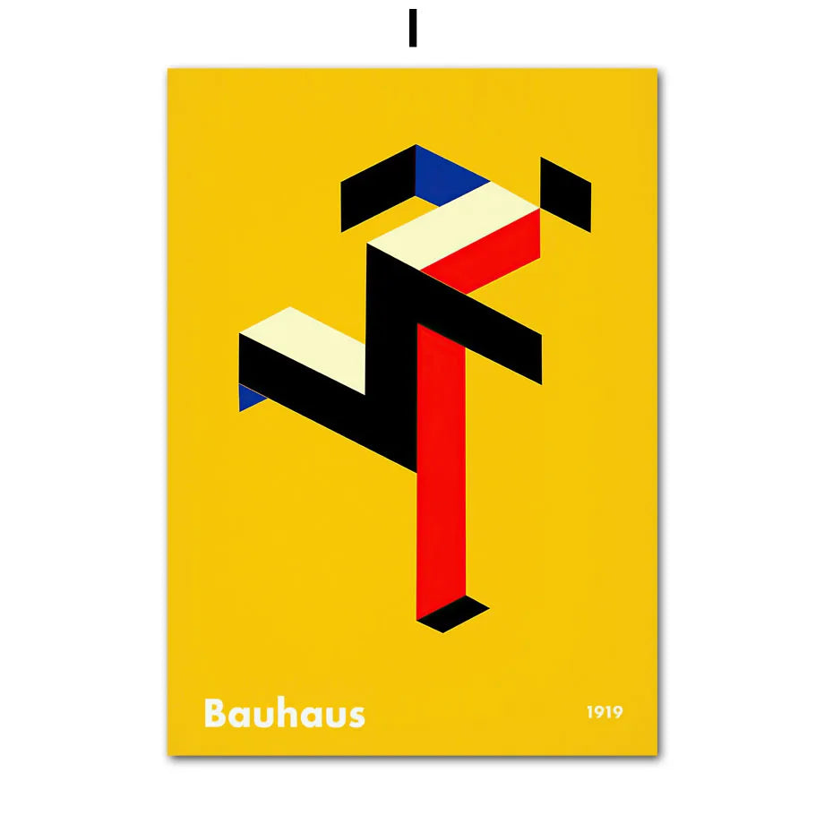 Bauhaus Geometry Canvas Art - Mondrian Gallery Wall Pop Art Poster for Living Room Decor