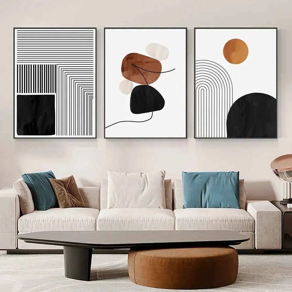 White Black Line Art Canvas Prints Geometry Abstract Wall Art Decorative Posters For Living Room Nordic Bedroom Decor Pictures