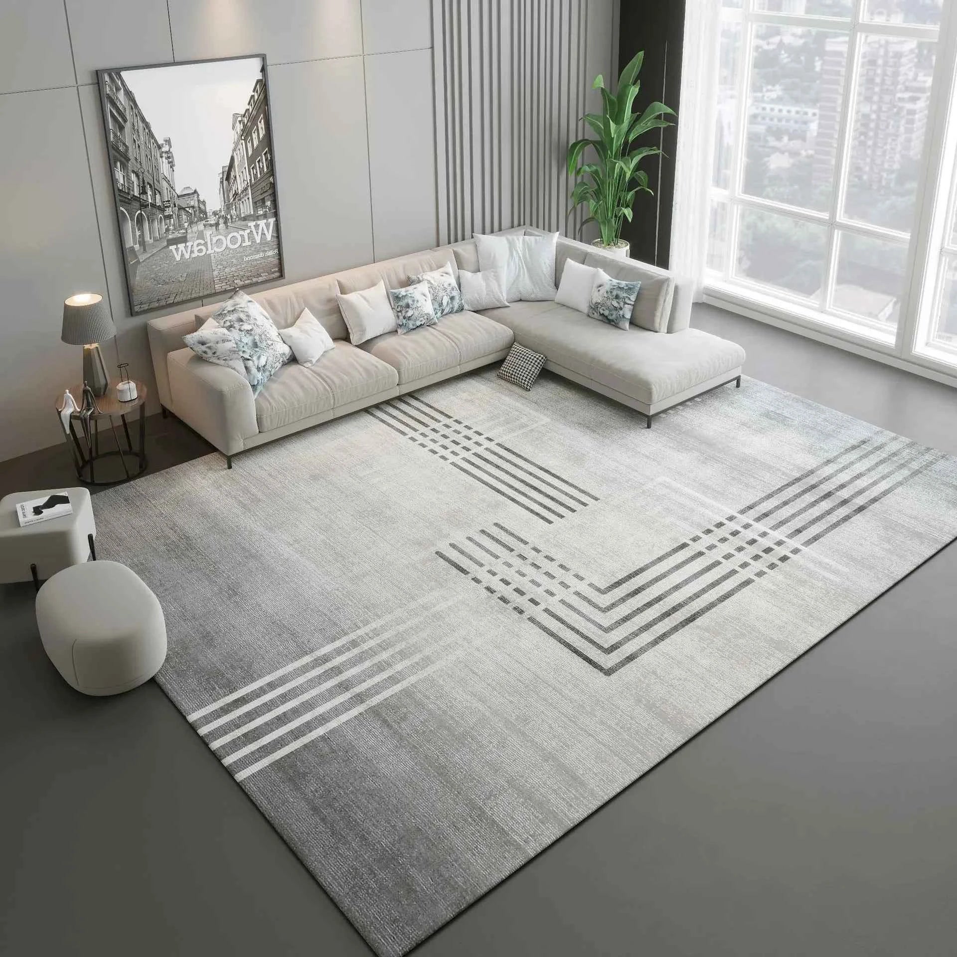 Modern Simple Living Room Decoration Carpet Large Area Soft Lounge Rug Gray Nordic Rugs for Bedroom Washable Anti-slip Floor Mat