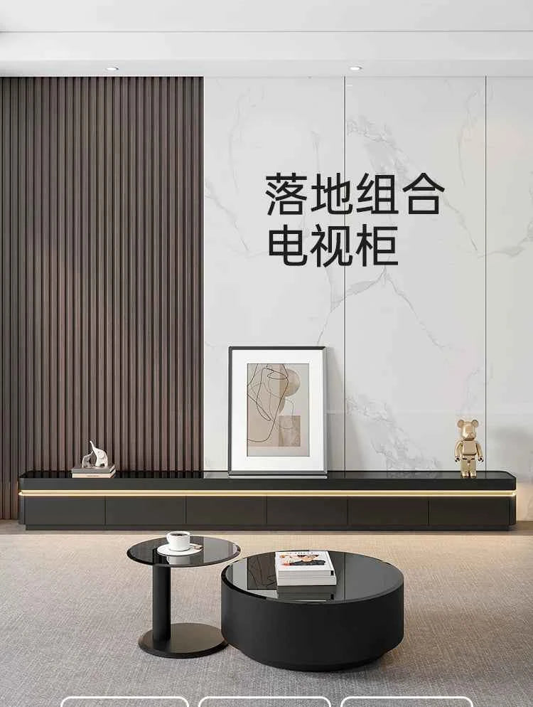 Luxury Aesthetic Tv Stands Hiding Handles Media Cabinet Floor Tv Stand Mid Century Black Mobili Per La Casa Home Furniture