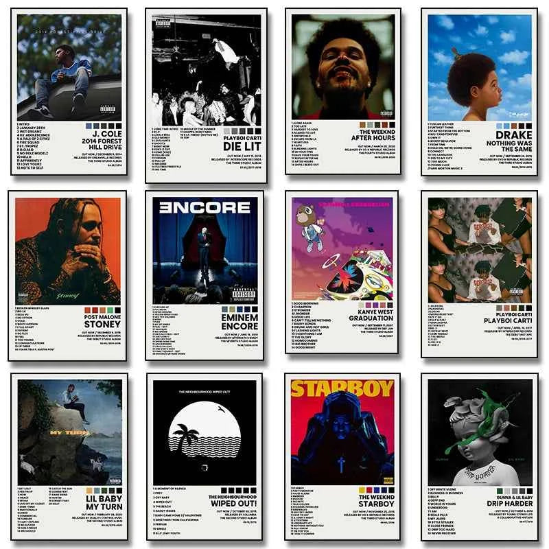 Hip Hop Rap Star Drake Eminem Music Album Covers Poster Print Canvas Painting Wall Art Picture Bedroom Living Room Home Decor