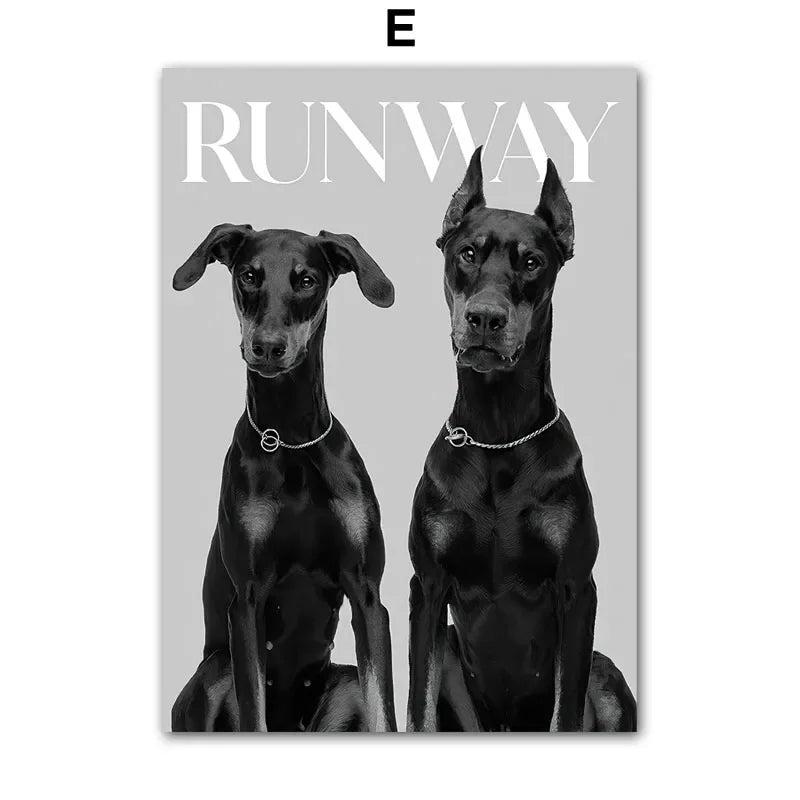 Paris Towel New York Build Dobermann Wall Art Canvas Painting Print Wall Picture Living Room Decoration Black White Posters C