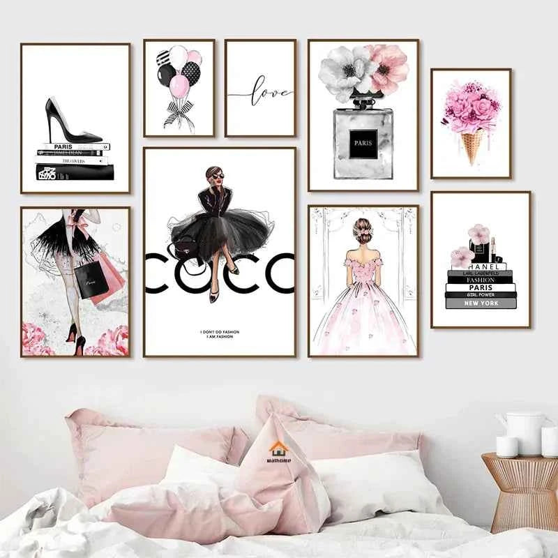 Nordic Pink Beauty Salon Poster Prints Fashion Perfume Women Wall Art Canvas Paintings for Modern Living Room Girl Bedroom De