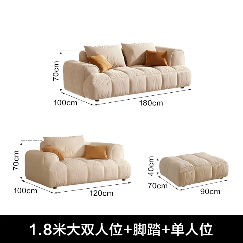 Nordic Minimalist Sofa 2 Seater Pillows Family Apartment Romantic Foot Stool Canape Living Room Furniture