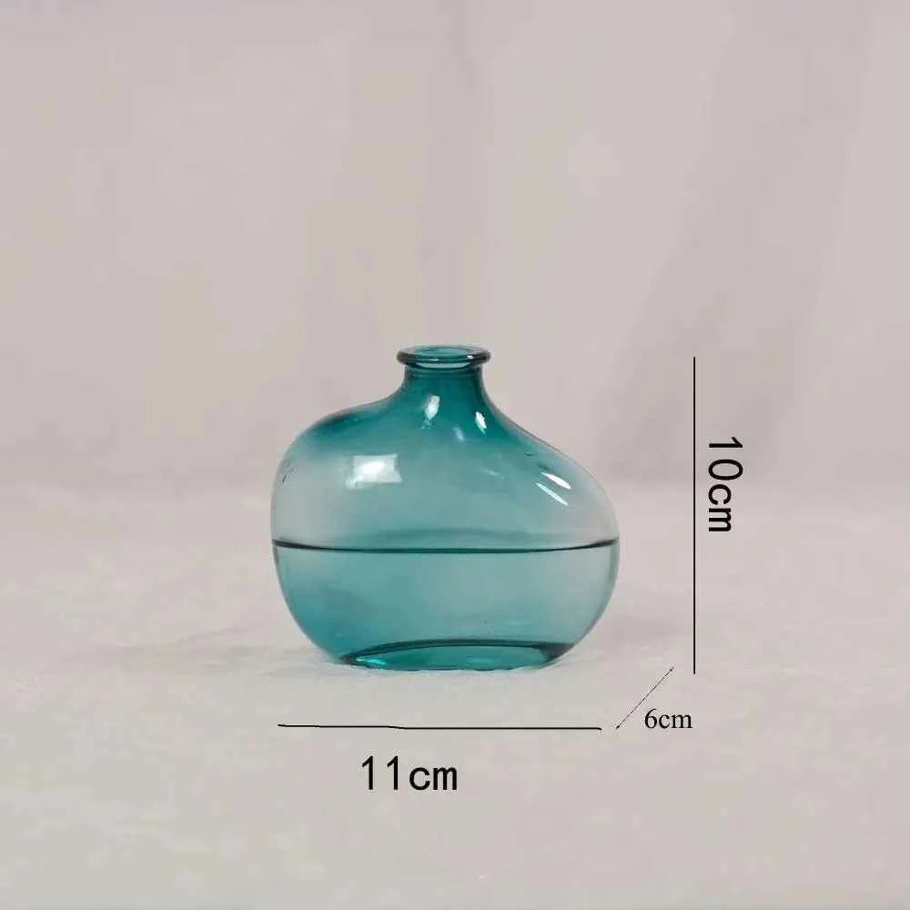 Fashion Retro Flower Vase Glass Mini Irregular Flower Arranger Gradient Color Home Decoration Accessories