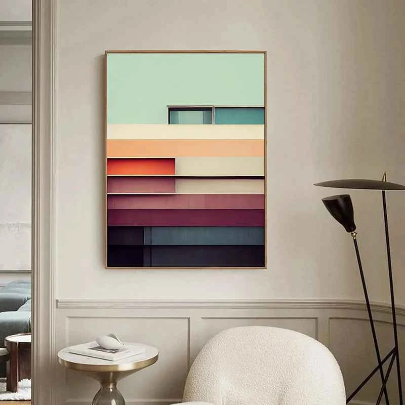 Fallingwater House Poster - Minimalist Bauhaus Classic Architecture Canvas Painting Wall Art for Living Home Decor