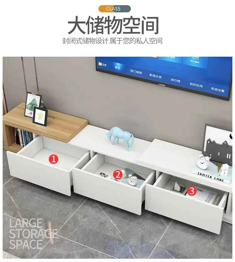 Retractable Modern Tv Stand Hiding Handles Media Cabinet Floor Tv Stand Black High End Mobili Per La Casa Home Furniture