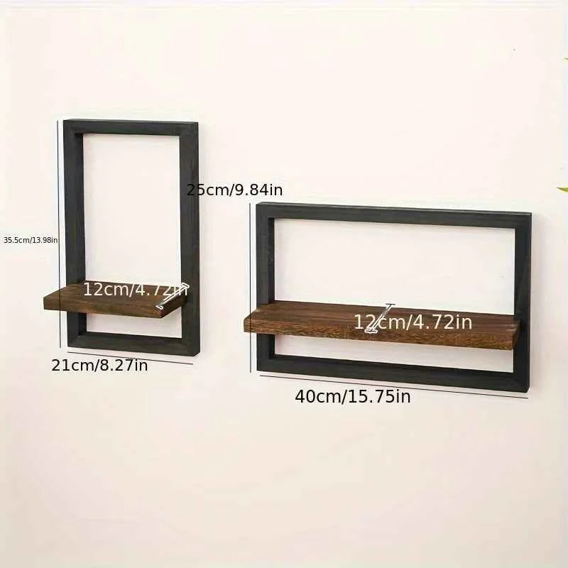 Rustic Wood Shelf Bracket - Wall Mounted Display Rack for Plants, Photos, Decor. Farmhouse Style.