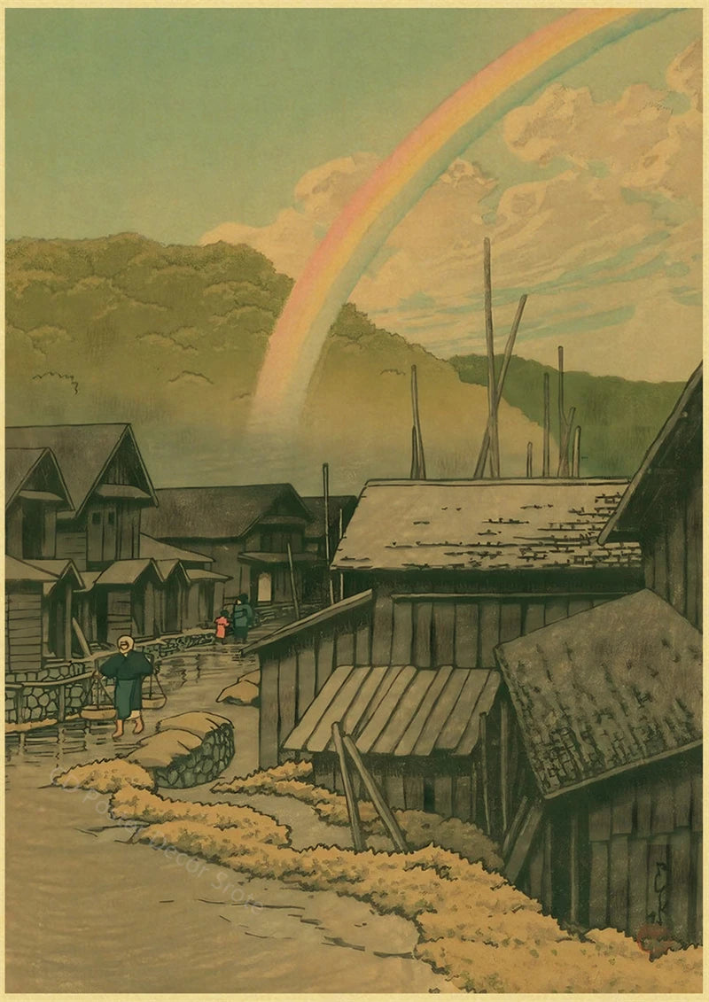 Japanese Vintage Landscapes Posters Traditional Scenery Retro Prints Art Wall Paintings Room Home Bar Restaurant Decor Picture