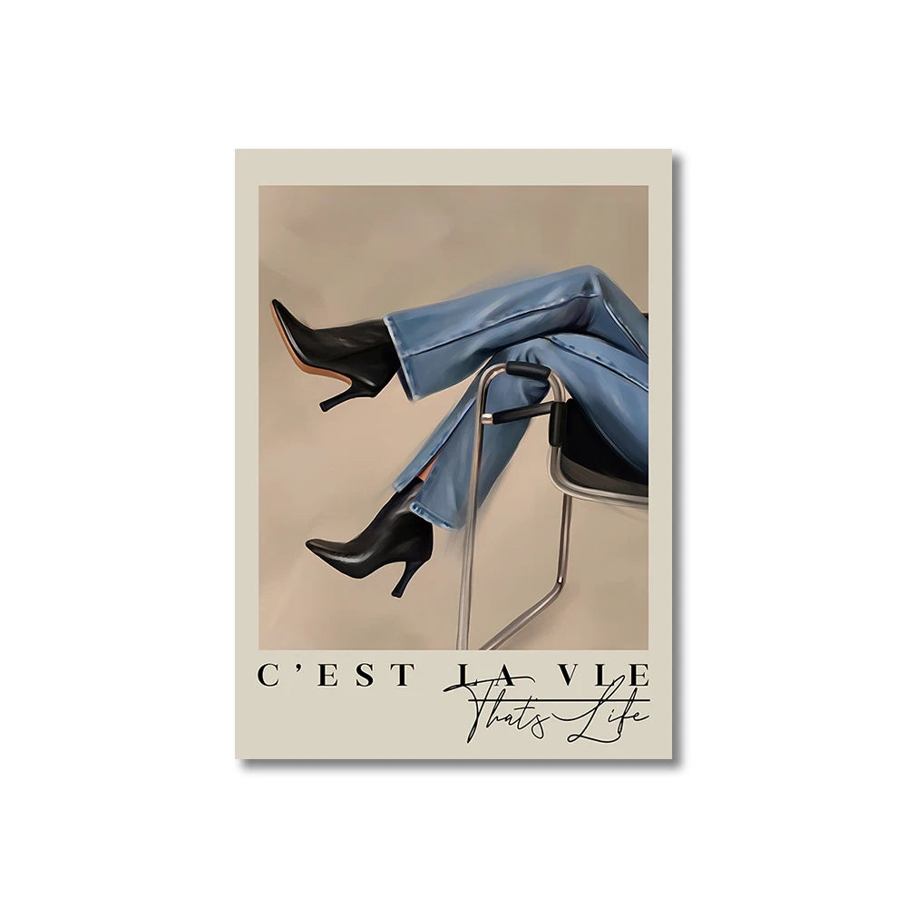 Simplicity Vintage Pink Canvas Wall Art - Cartoon Print Posters for Home Decor, Living Room & Bedroom