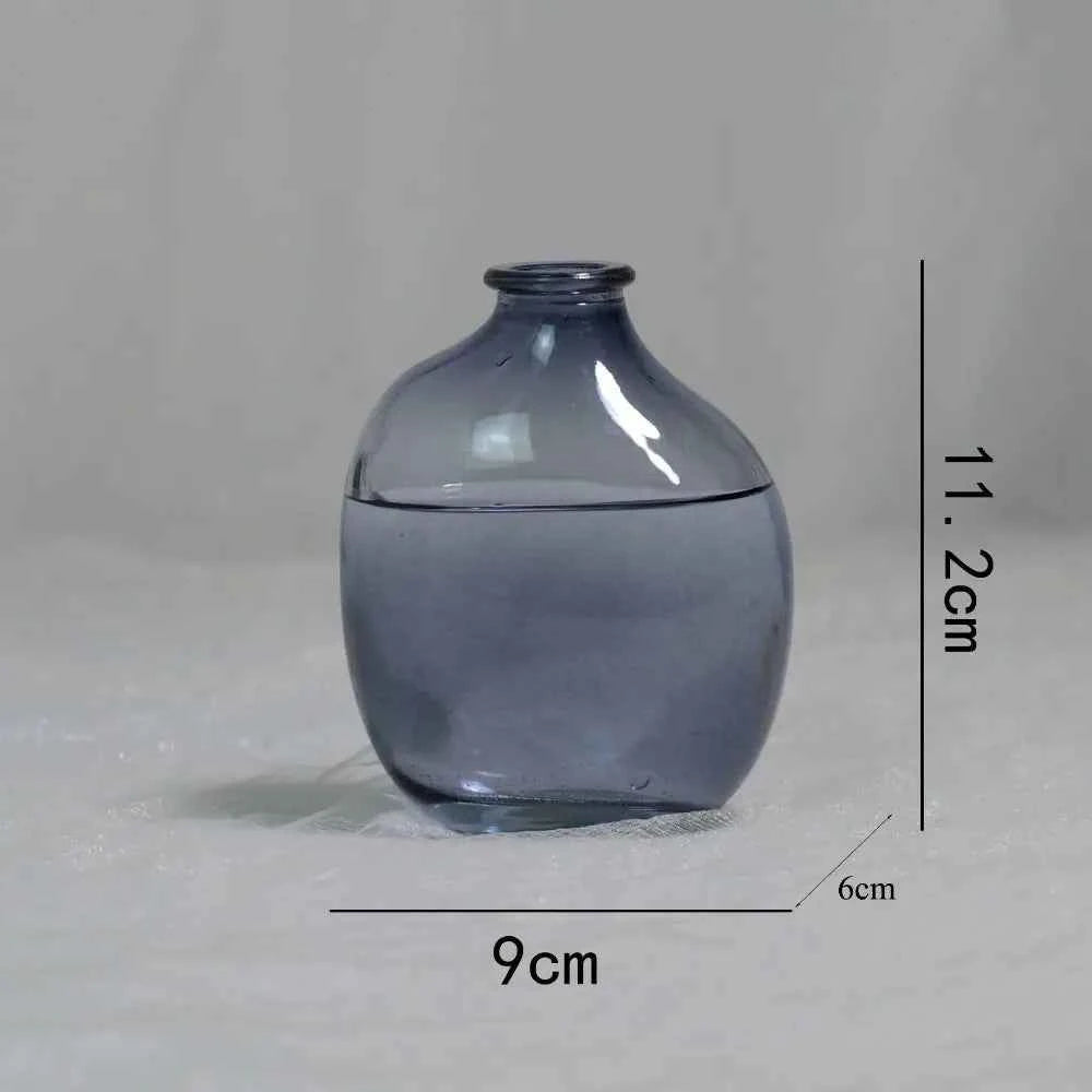 Fashion Retro Flower Vase Glass Mini Irregular Flower Arranger Gradient Color Home Decoration Accessories