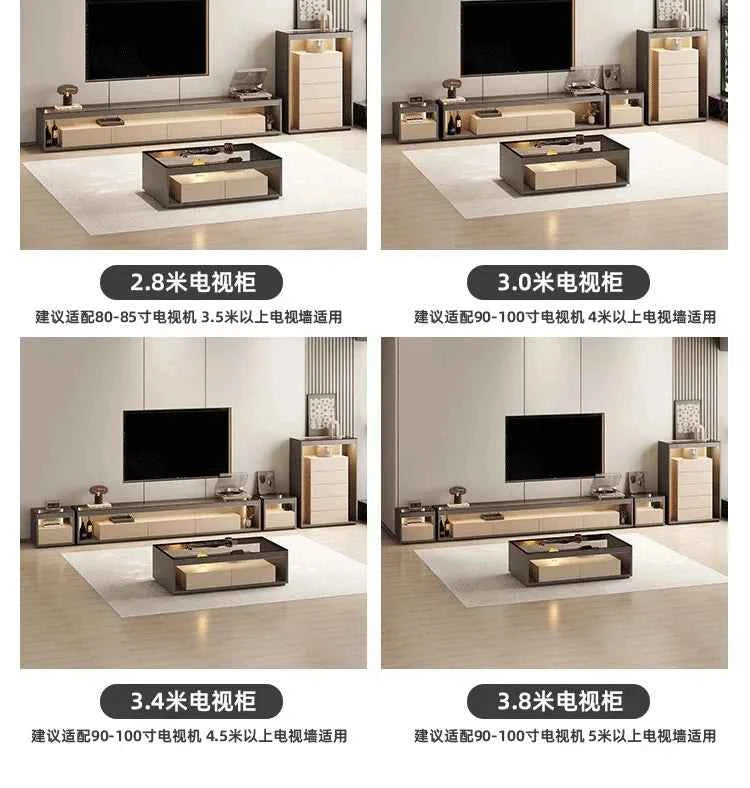 Glas Transparent Tv Table Cabinet Storage Luxury Floor Modern Tv Table Entertainment Center Meuble Television Salon Furnitures