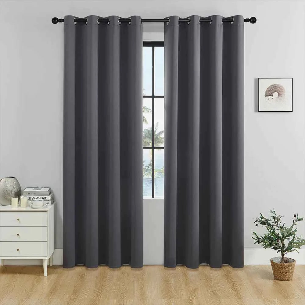 1Pc Solid Color Blackout Curtain，Room Darkening And Light Reducing Curtain, For Study Bedroom Kitchen Living Room Decor