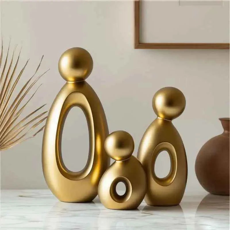 Simple Family Statue Modern Style Home Decor Hollow Sculpture Nordic Living Room Ornaments Bedroom Decoration Figurines Gift