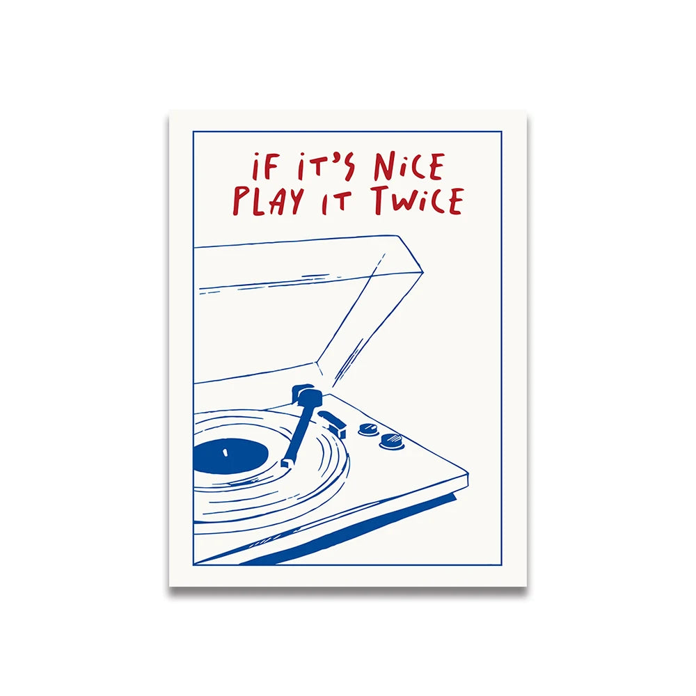 Simplicity Vintage Pink Canvas Wall Art - Cartoon Print Posters for Home Decor, Living Room & Bedroom