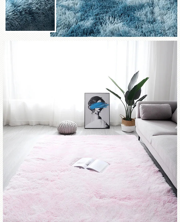 Machine Washable Shaggy Rug for Bedroom - Grey Fluffy Soft Area Carpet with Non-Slip Design