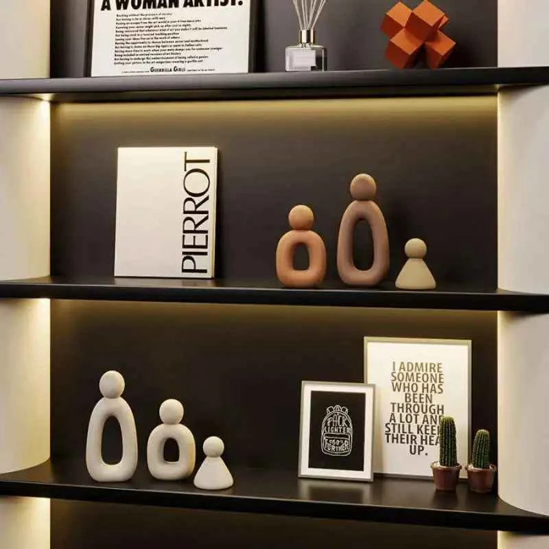 Simple Family Statue Modern Style Home Decor Hollow Sculpture Nordic Living Room Ornaments Bedroom Decoration Figurines Gift